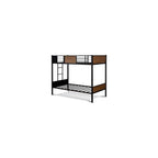 East West Furniture LYT0BLK Lynfield Twin Bunk Bed - Two Metal Beds with Two Steps Ladder and Guard Rails - Twin Over Twin Bunk Bed - Black Powder Coating Color