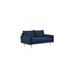 Container Furniture Direct Kent Modern Loveseat, European Style Velvet Living Room Furniture with Tapered Legs, Vintage Flair, and Sleek Design, Love Seat, Dark Blue