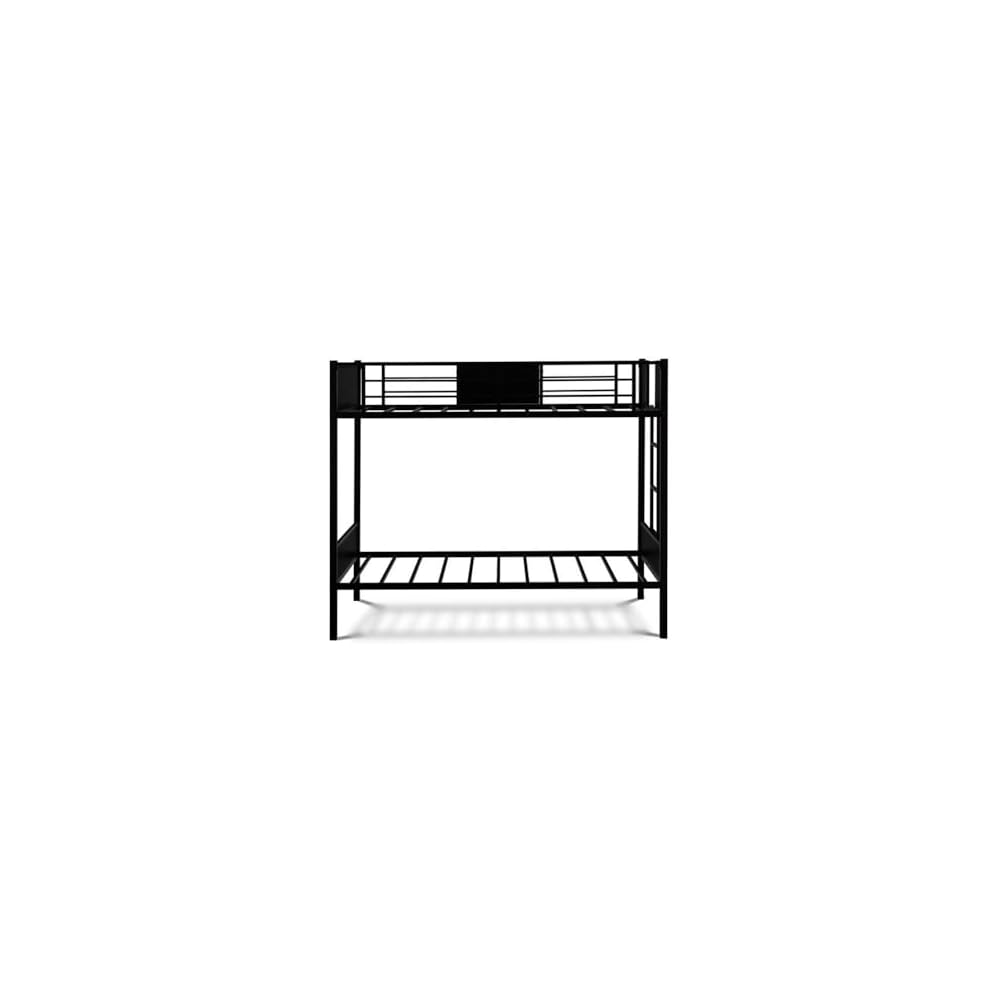 East West Furniture LYT0BLK Lynfield Twin Bunk Bed - Two Metal Beds with Two Steps Ladder and Guard Rails - Twin Over Twin Bunk Bed - Black Powder Coating Color