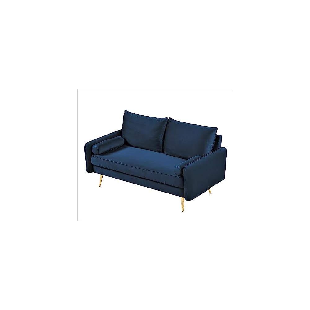 Container Furniture Direct Kent Modern Loveseat, European Style Velvet Living Room Furniture with Tapered Legs, Vintage Flair, and Sleek Design, Love Seat, Dark Blue