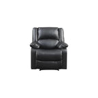 Standard Manual Recliner, Black Faux Leather Small Space Upholstered