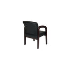 WorkSmart Office Star WD383-U6 Visitors Chair with Mahogany Finish Base and Arms, Black Faux Leather