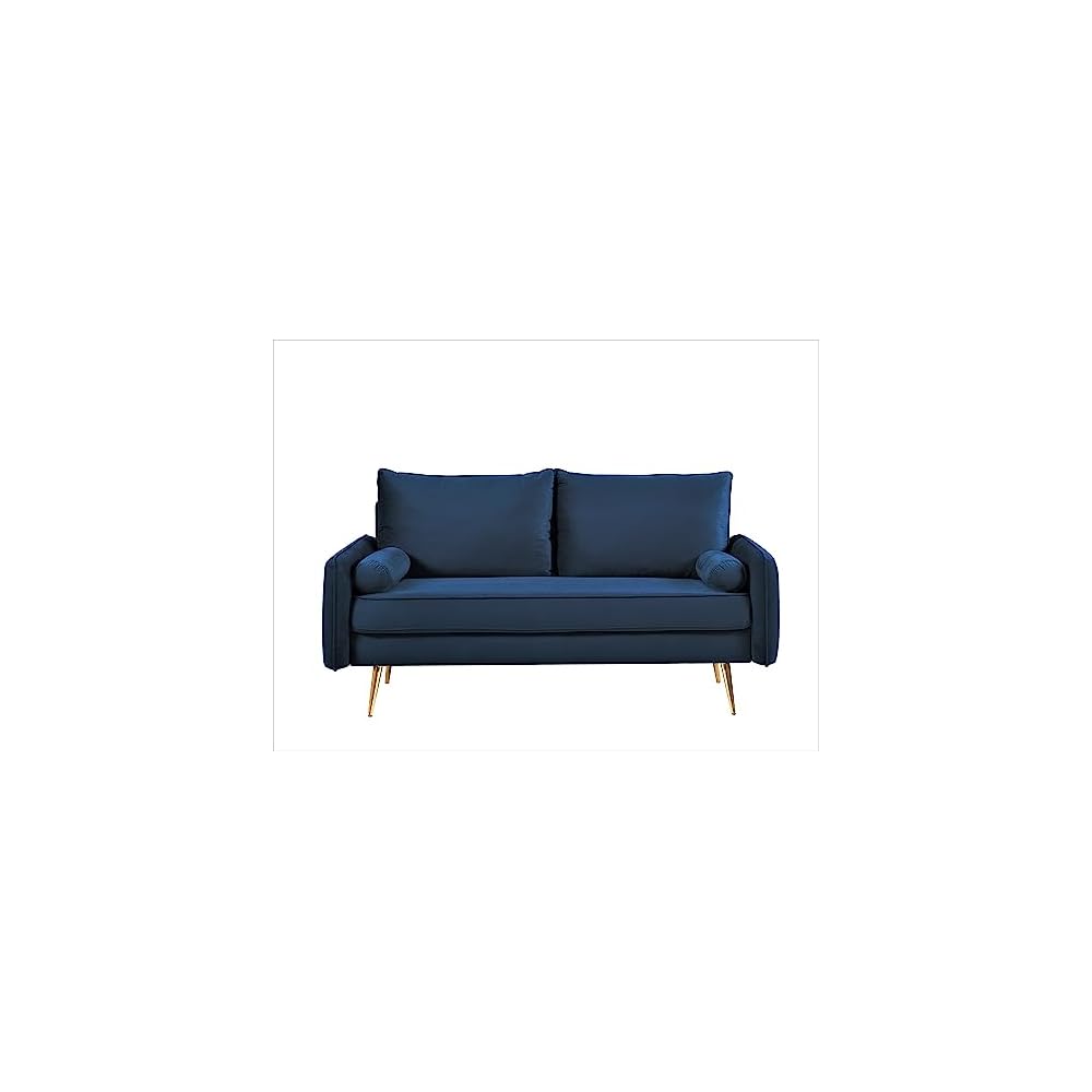 Container Furniture Direct Kent Modern Loveseat, European Style Velvet Living Room Furniture with Tapered Legs, Vintage Flair, and Sleek Design, Love Seat, Dark Blue