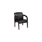 WorkSmart Office Star WD383-U6 Visitors Chair with Mahogany Finish Base and Arms, Black Faux Leather