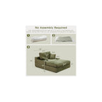 WorthFurni 57.5" Oversized Chaise Lounge Chair Indoor - Upholstered Sofa Bed with Cushions and Armrests Sleeper Chair - Plush Bed for Living Room(Green