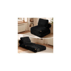 ovios Folding Sofa Bed Indoor, Comfy Foldable Boneless Sleeper Chair, Portable Corduroy Floor Chairs with Cushion for Living Room Bedroom, Black
