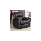 Standard Manual Recliner, Black Faux Leather Small Space Upholstered