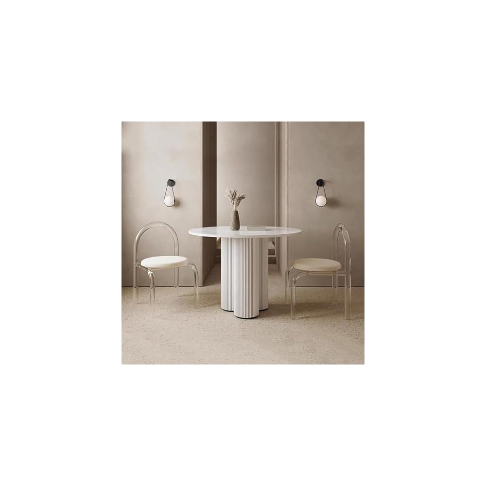 Modern Acrylic Vanity Chair with Backrest - Transparent Crystal Design, Plush Velvet Upholstery, High-Density Foam, Non-Slip Base - Stylish & Comfortable for Home/Office Use (Milky White)