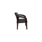 WorkSmart Office Star WD383-U6 Visitors Chair with Mahogany Finish Base and Arms, Black Faux Leather