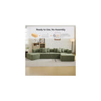 140''Oversized Cloud Velvet Curved Sectional Couch, Boneless Couch with L-Shape Chaise, Upholstered Compression Memory Foam Modular Sectional Sofa for Living Room, No Assembly Required, Green