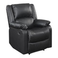 Standard Manual Recliner, Black Faux Leather Small Space Upholstered