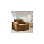Boneless Accent Chair Set of 2, 42'' Wide Oversized Boneless Sofa, Chenille Mid Century Modern Armchair for Living Room Bedroom, Comfy Accent Chair Single Sofa, Brown
