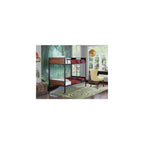 East West Furniture LYT0BLK Lynfield Twin Bunk Bed - Two Metal Beds with Two Steps Ladder and Guard Rails - Twin Over Twin Bunk Bed - Black Powder Coating Color