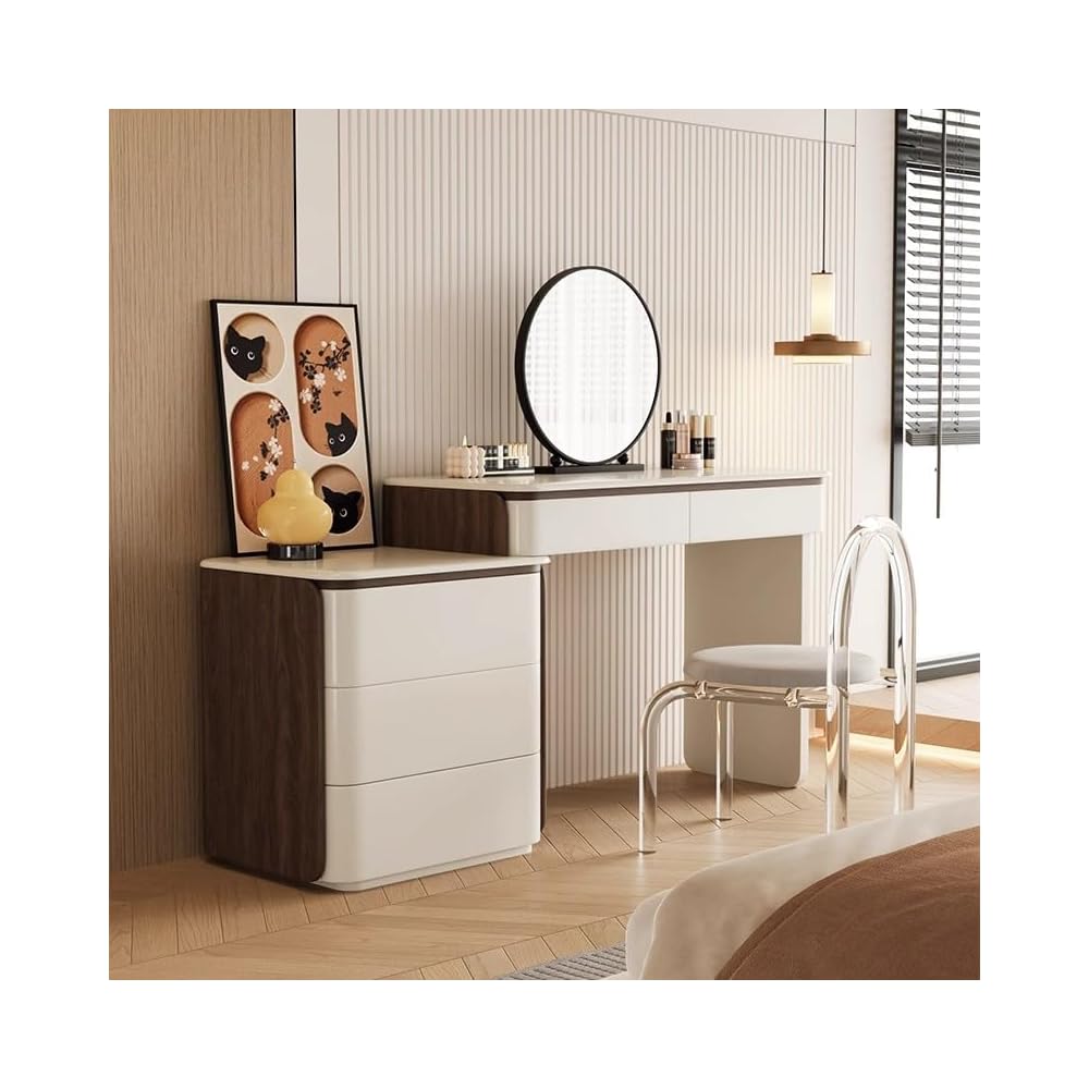 Modern Acrylic Vanity Chair with Backrest - Transparent Crystal Design, Plush Velvet Upholstery, High-Density Foam, Non-Slip Base - Stylish & Comfortable for Home/Office Use (Milky White)