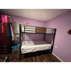 East West Furniture LYT0BLK Lynfield Twin Bunk Bed - Two Metal Beds with Two Steps Ladder and Guard Rails - Twin Over Twin Bunk Bed - Black Powder Coating Color