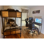 East West Furniture LYT0BLK Lynfield Twin Bunk Bed - Two Metal Beds with Two Steps Ladder and Guard Rails - Twin Over Twin Bunk Bed - Black Powder Coating Color