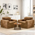Boneless Accent Chair Set of 2, 42'' Wide Oversized Boneless Sofa, Chenille Mid Century Modern Armchair for Living Room Bedroom, Comfy Accent Chair Single Sofa, Brown